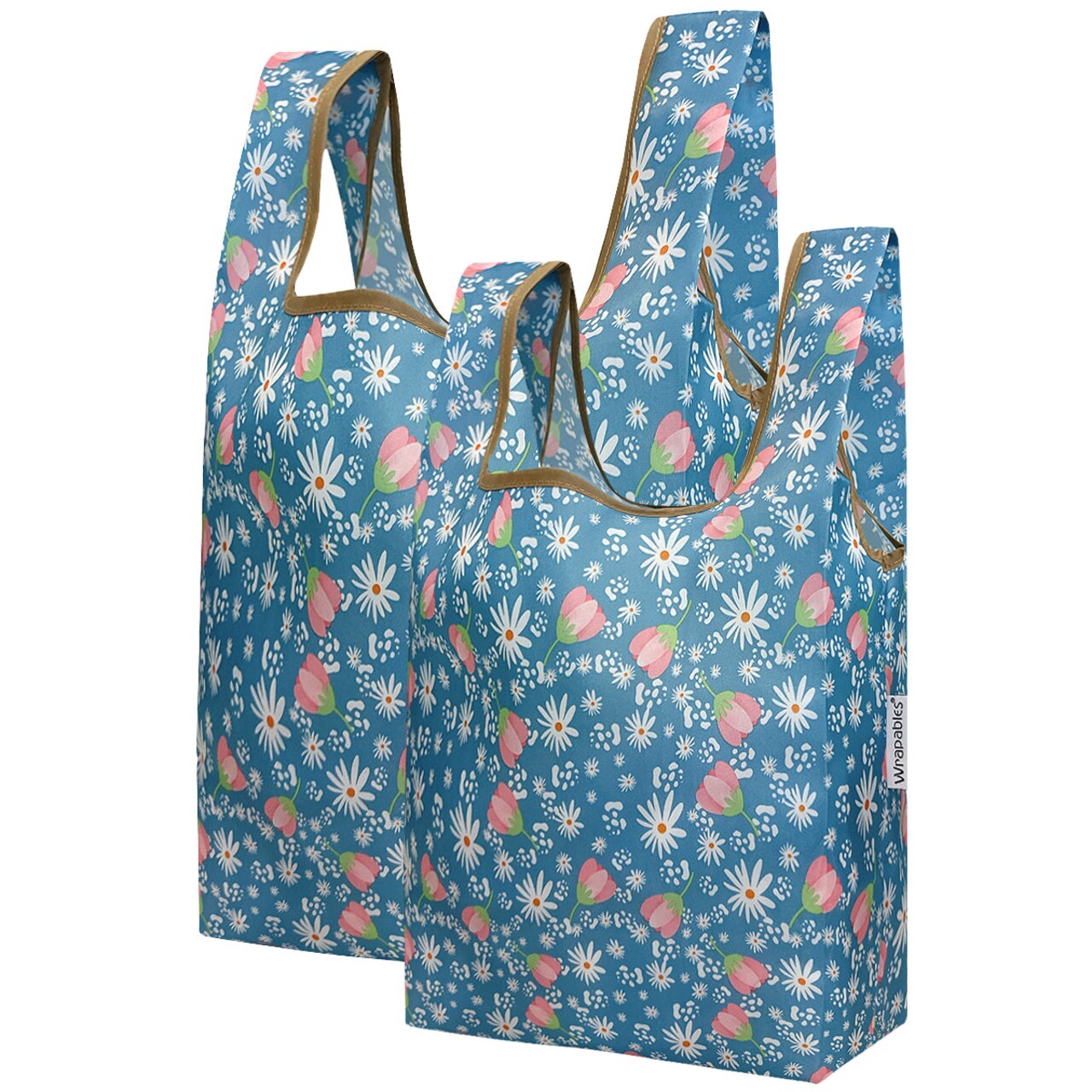 Wrapables JoliBag Collection Reusable Shopping Bag (Set of 2), Daisy Party